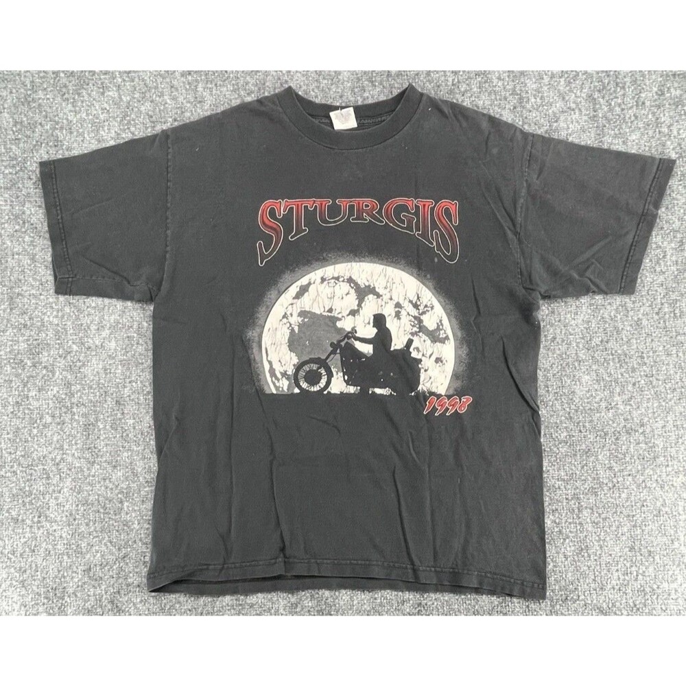 Sturgis Motorcycle Moon 1998 Rally Tee Double Sided Biker Graphic T-Shirt Large
